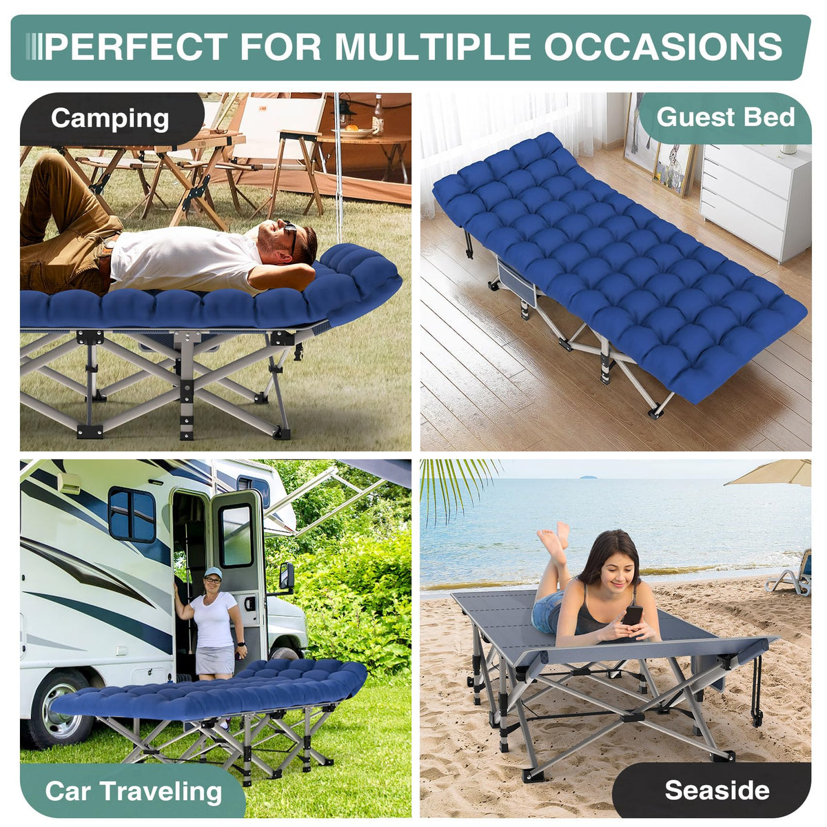 Folding Camping Cot with Mattress and Carry Bag S189