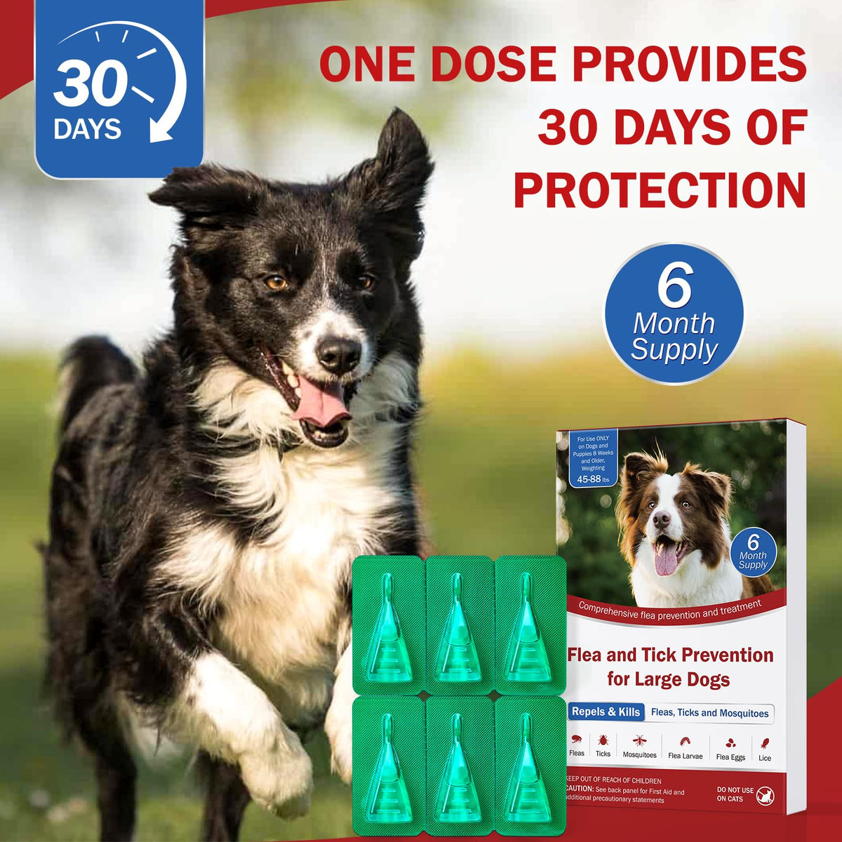 Flea and Tick Prevention for Large Dogs 45 to 88 lbs L6804