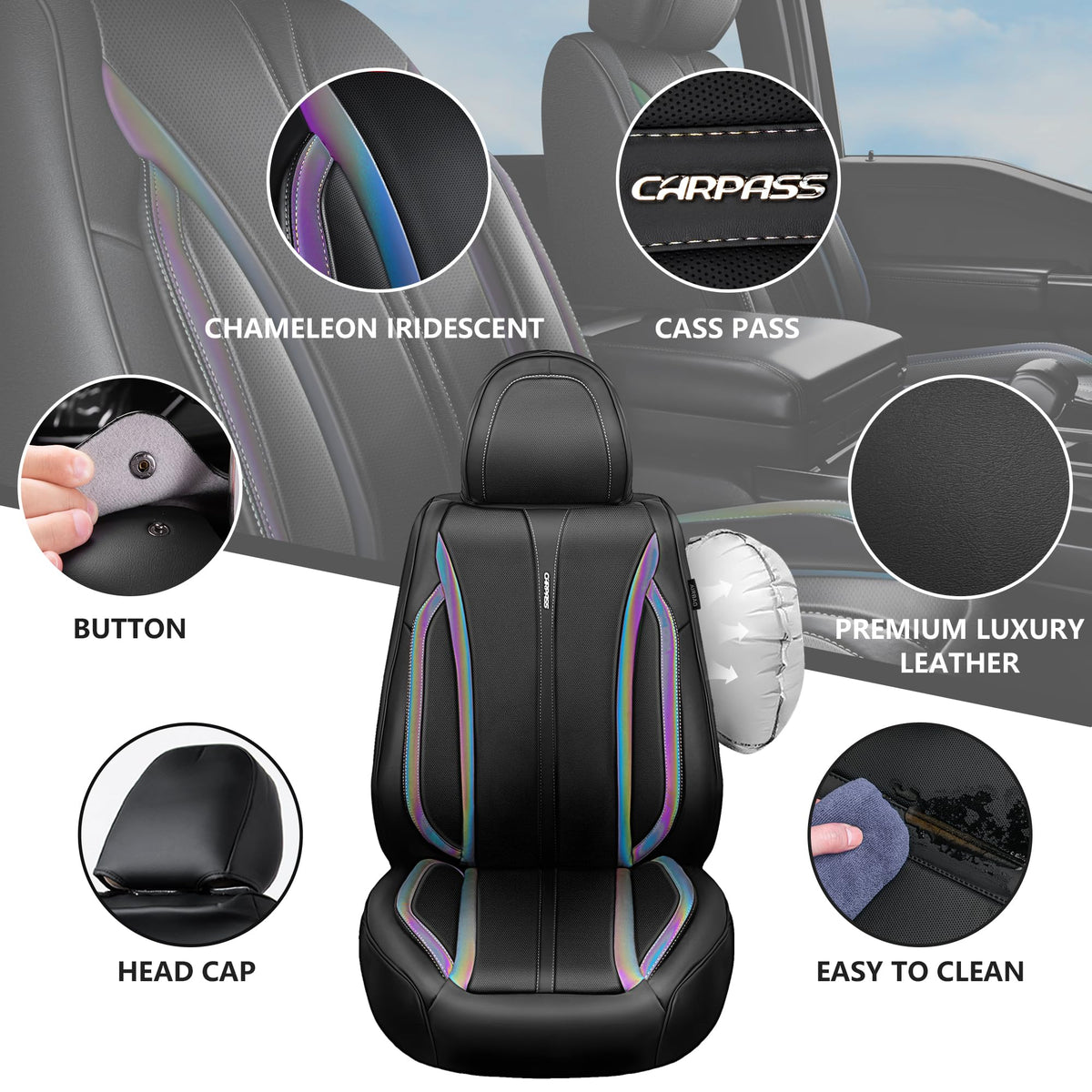 Nappa Leather Car Seat Covers 5 Seats Full Set B136