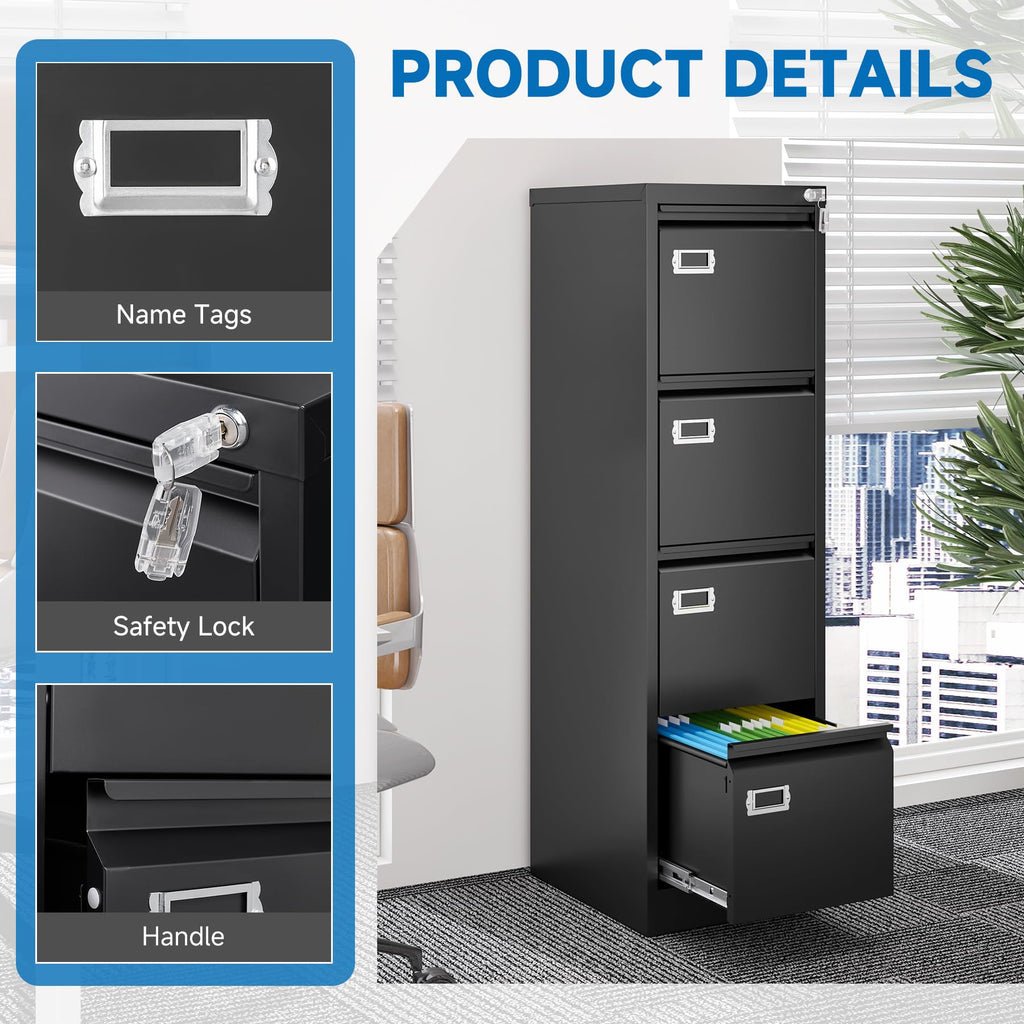 4 Drawer Lock Metal Vertical File Cabinet S94450