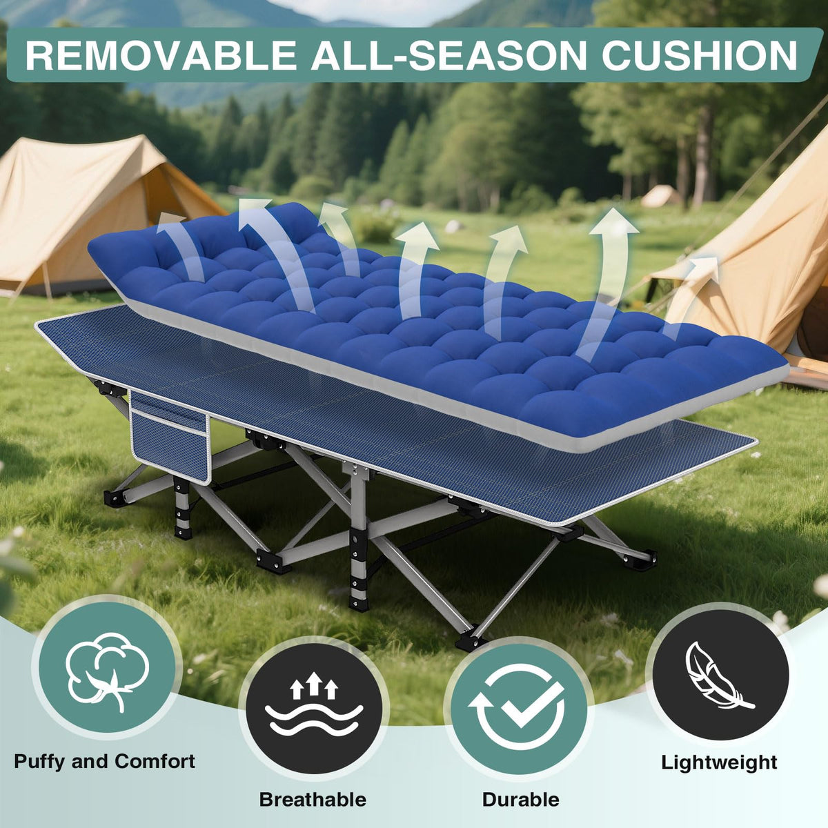 Folding Camping Cot with Mattress and Carry Bag S189