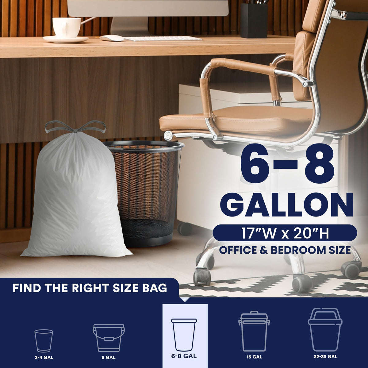 4-6 Gallon White Drawstring Bags U481