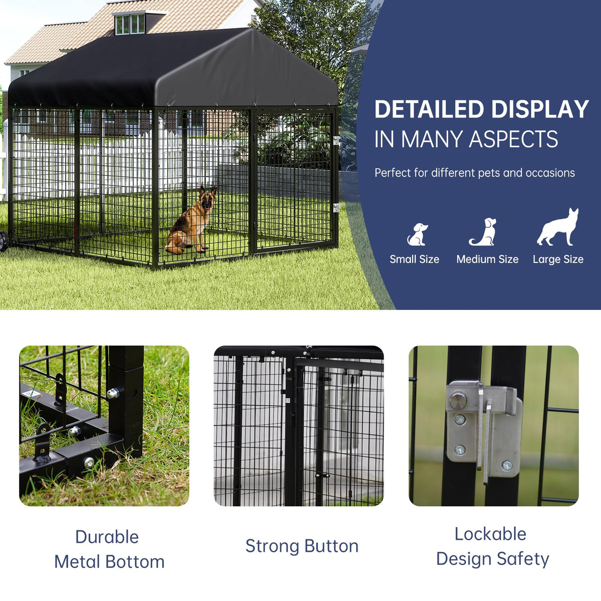 79” x 79” Large Outdoor Dog Enclosure S884