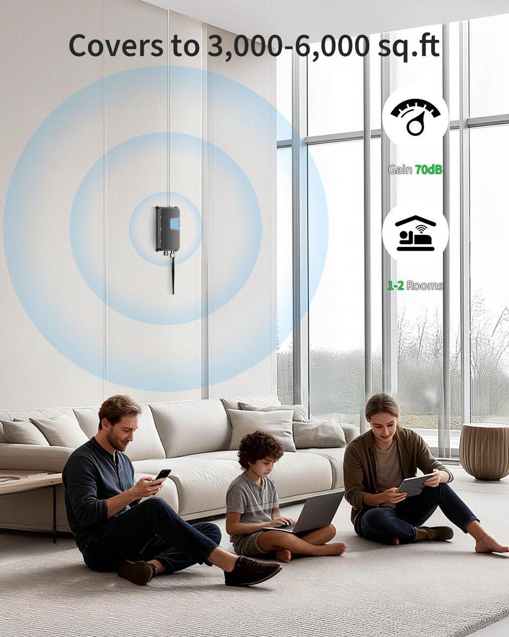 Cell Phone Signal Booster Up to 3000 Sq.Ft 4G LTE 5G Cellular Repeater N9641