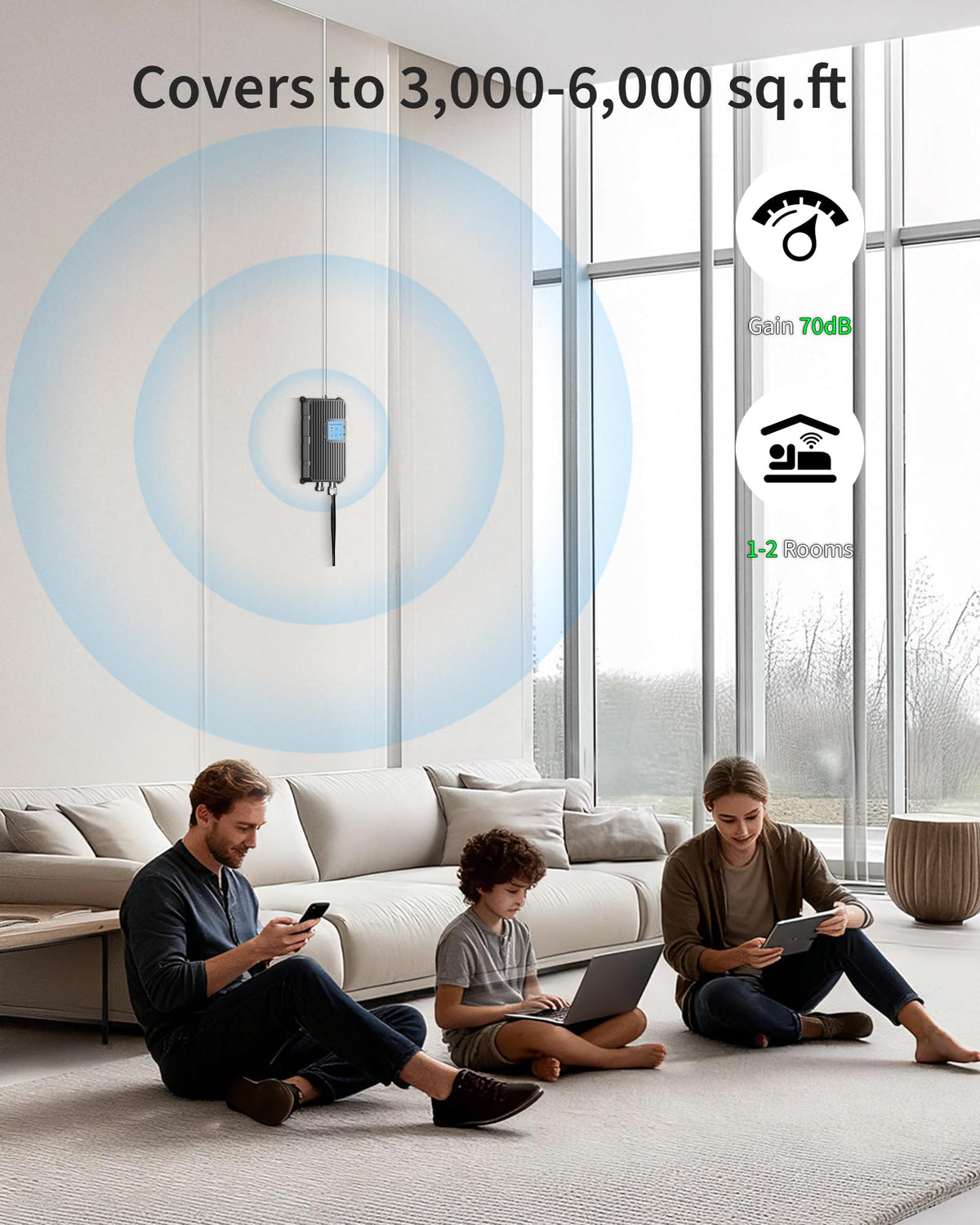 Cell Phone Signal Booster Up to 3000 Sq.Ft 4G LTE 5G Cellular Repeater N9641