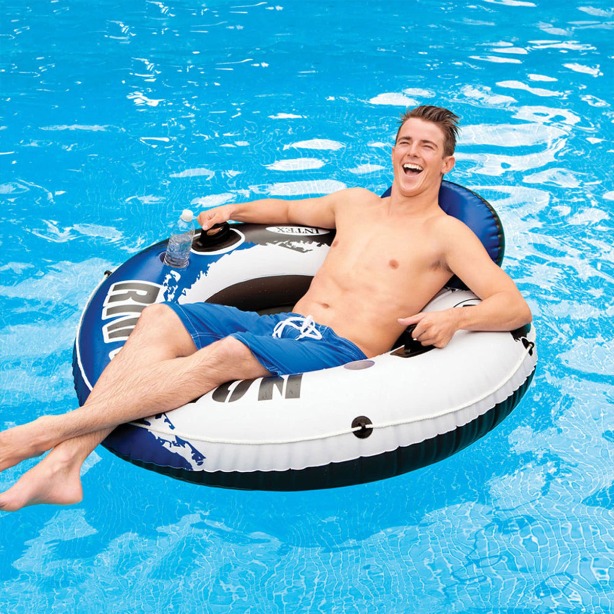 Inflatable Floating Lounge with Built-in Cup Holders U792721