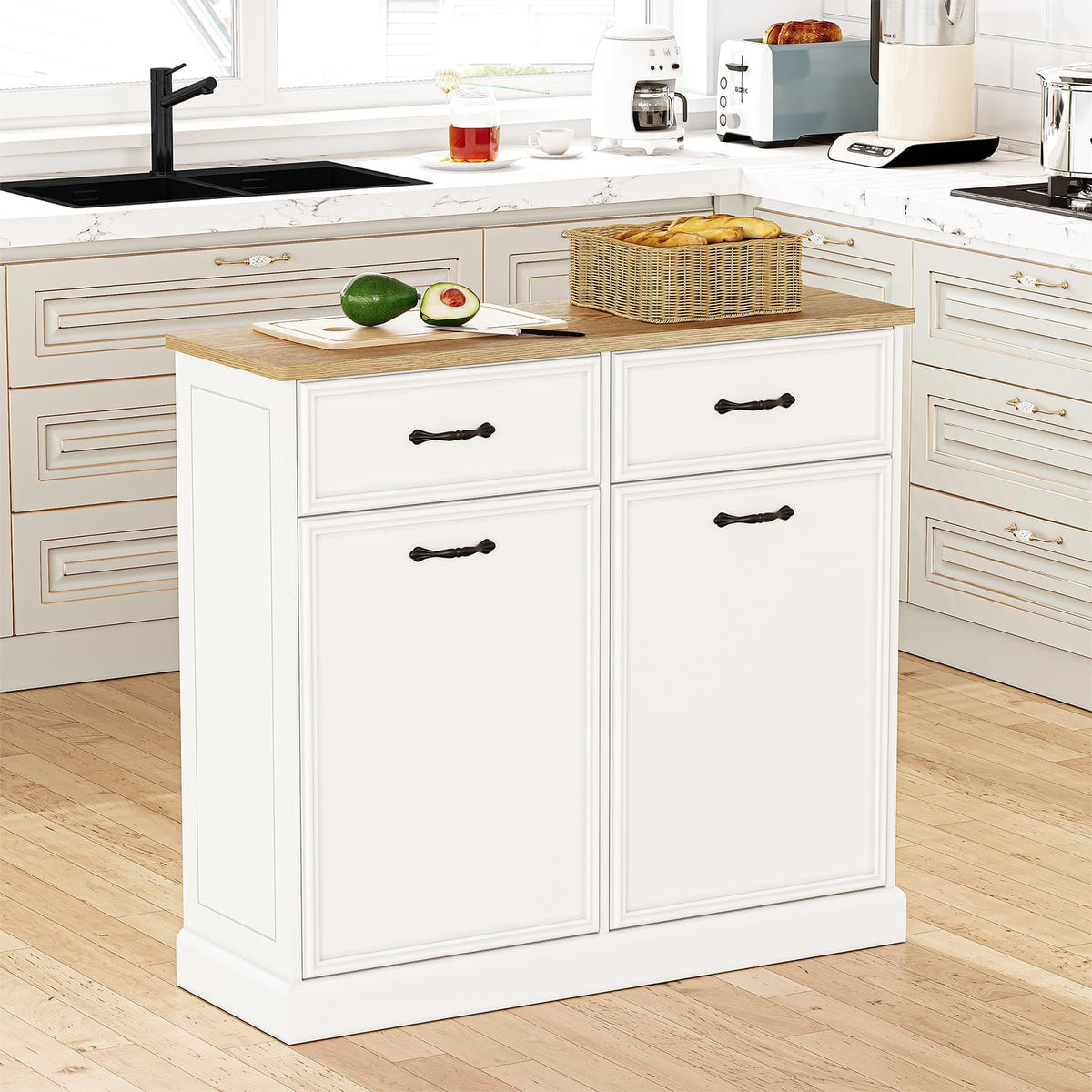 Double Tilt Out Trash Cabinet 20 gal White H128796
