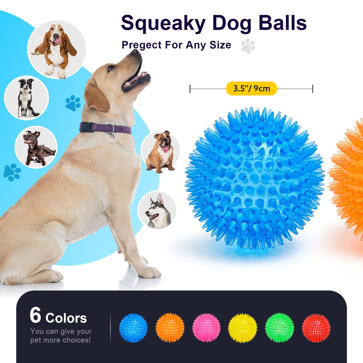 Squeaky Dog Toy Balls BPA Free Non-Toxic E295
