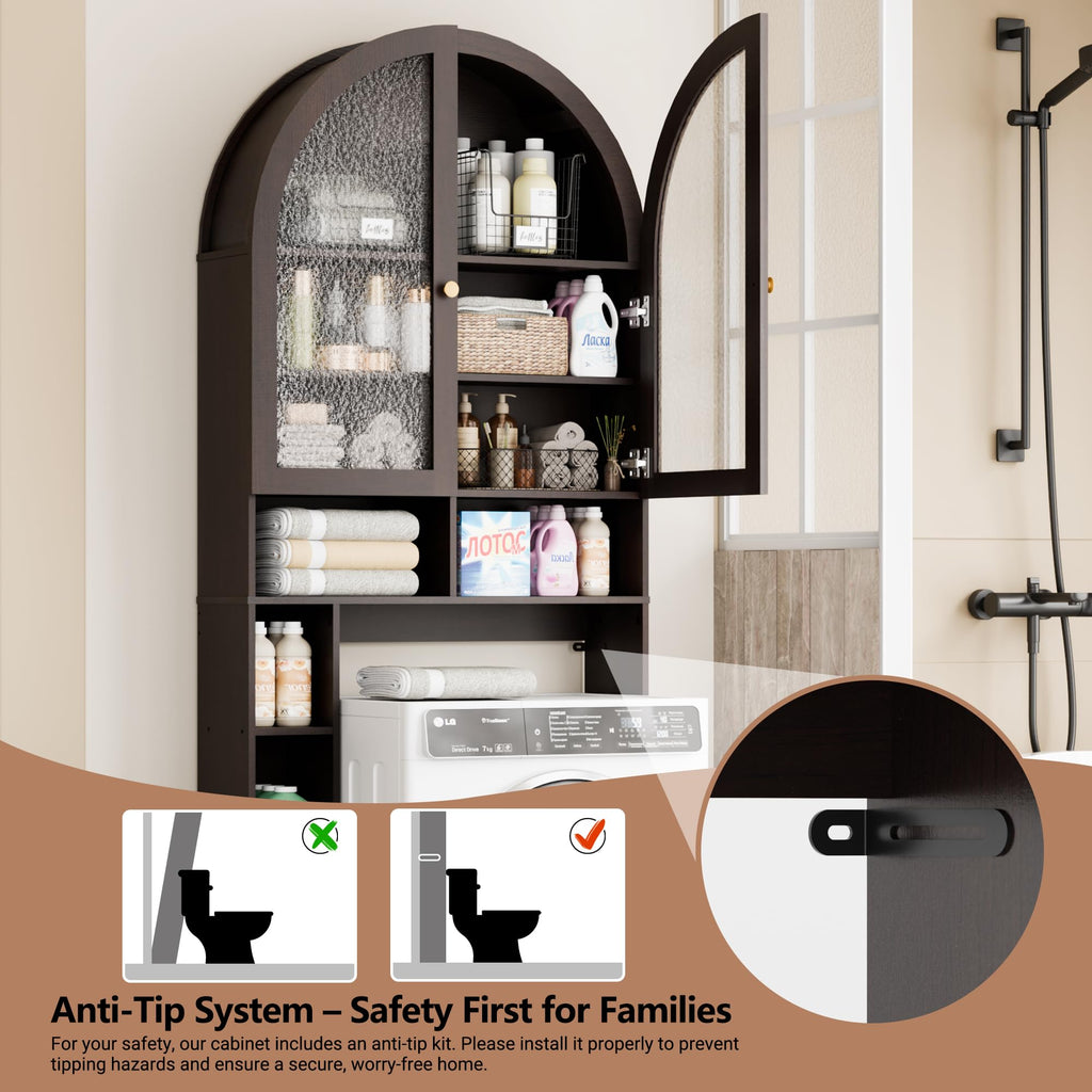 Over The Toilet Storage Cabinet with Acrylic Doors and Adjustable Shelf S6735