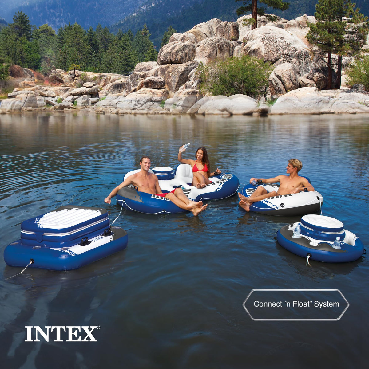 Inflatable Floating Lounge with Built-in Cup Holders U792721