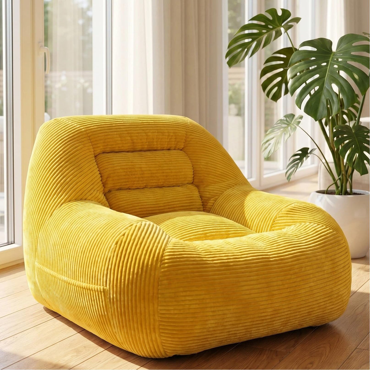 Oversized Corduroy Memory Foam Bean Bag Chair X298736