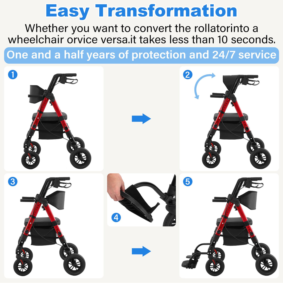 2-in-1 Rollator Wheelchair Combo L114749