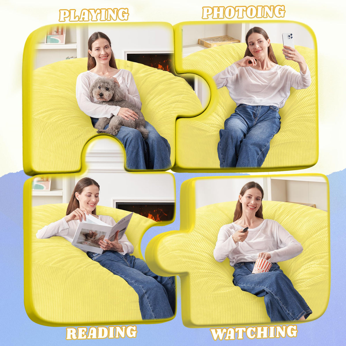 3FT Memory Foam Corduroy Bean Bag Chair E726