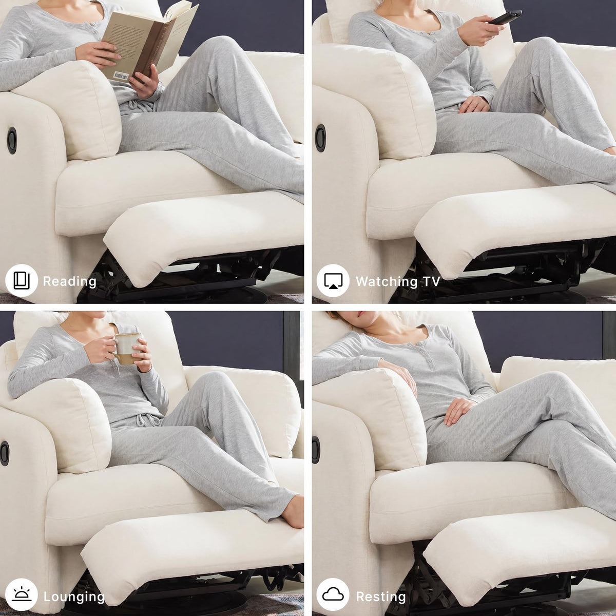 Beige Swivel Glider Recliner Rocking Chair J557