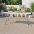 6 Pack 6-Foot Granite White Plastic Folding Table Y33354