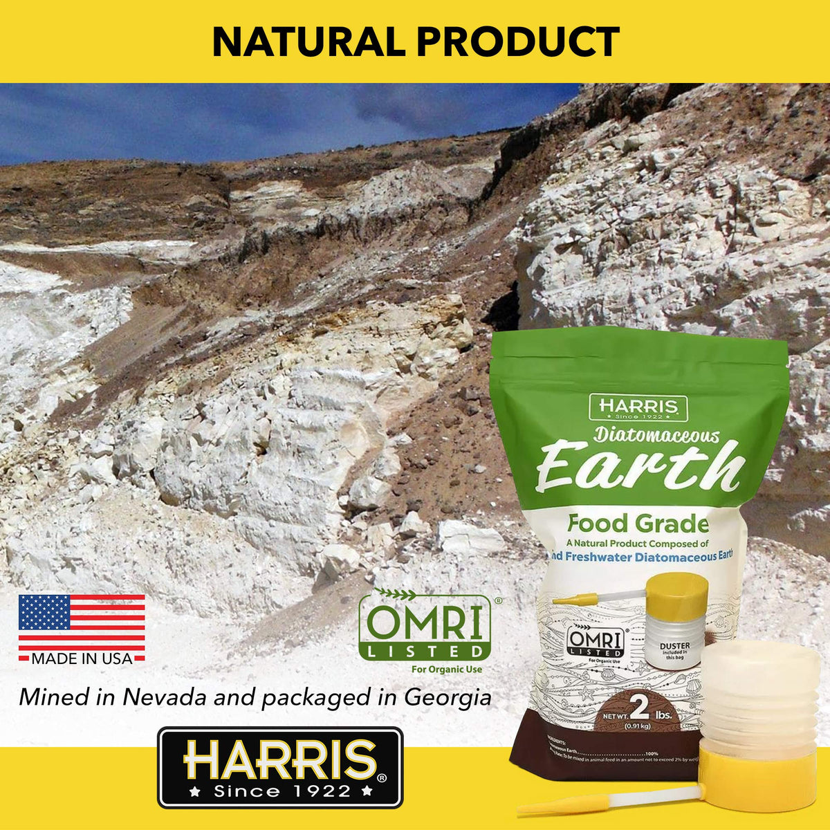 Food Grade Diatomaceous Earth 2lb with Powder Duster B25509