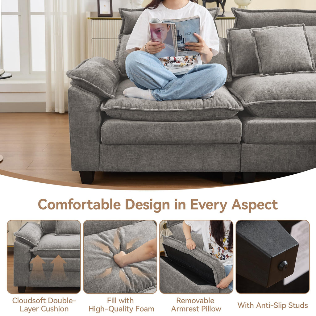 Oversized Chenille Sofa Chair with Ottoman M720880