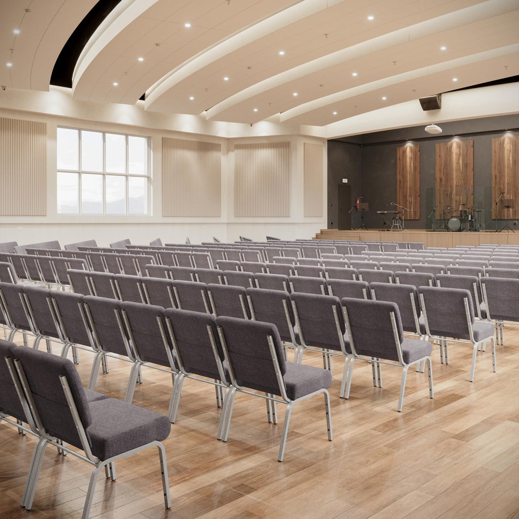 4 Pack Stacking Church Chair in Gray Fabric N6641