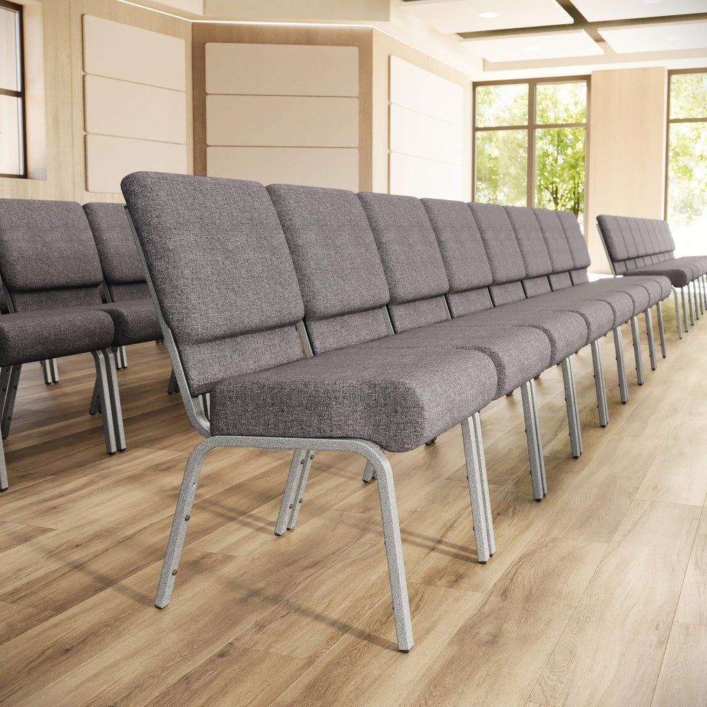 4 Pack Stacking Church Chair in Gray Fabric N6641