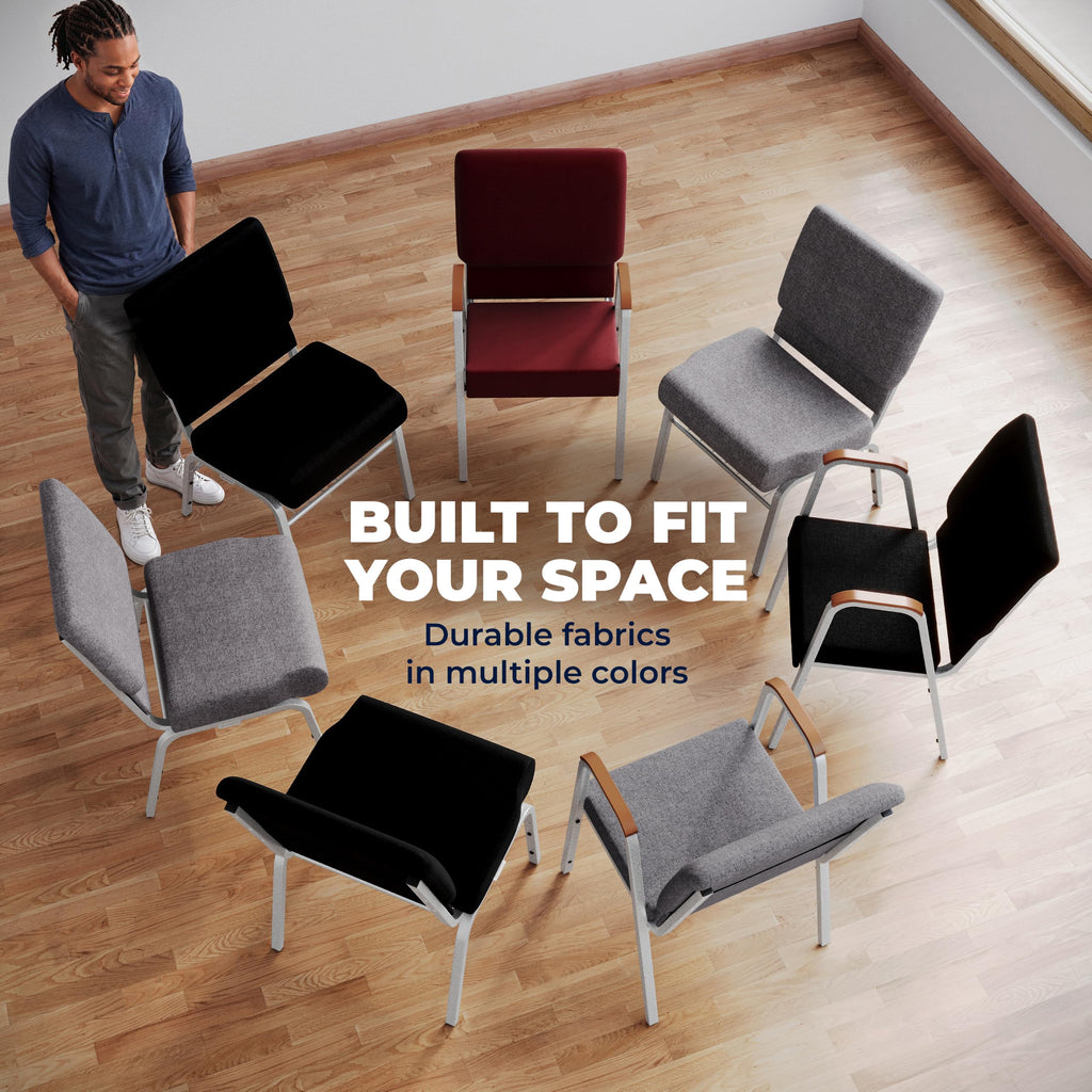4 Pack Stacking Church Chair in Gray Fabric N6641