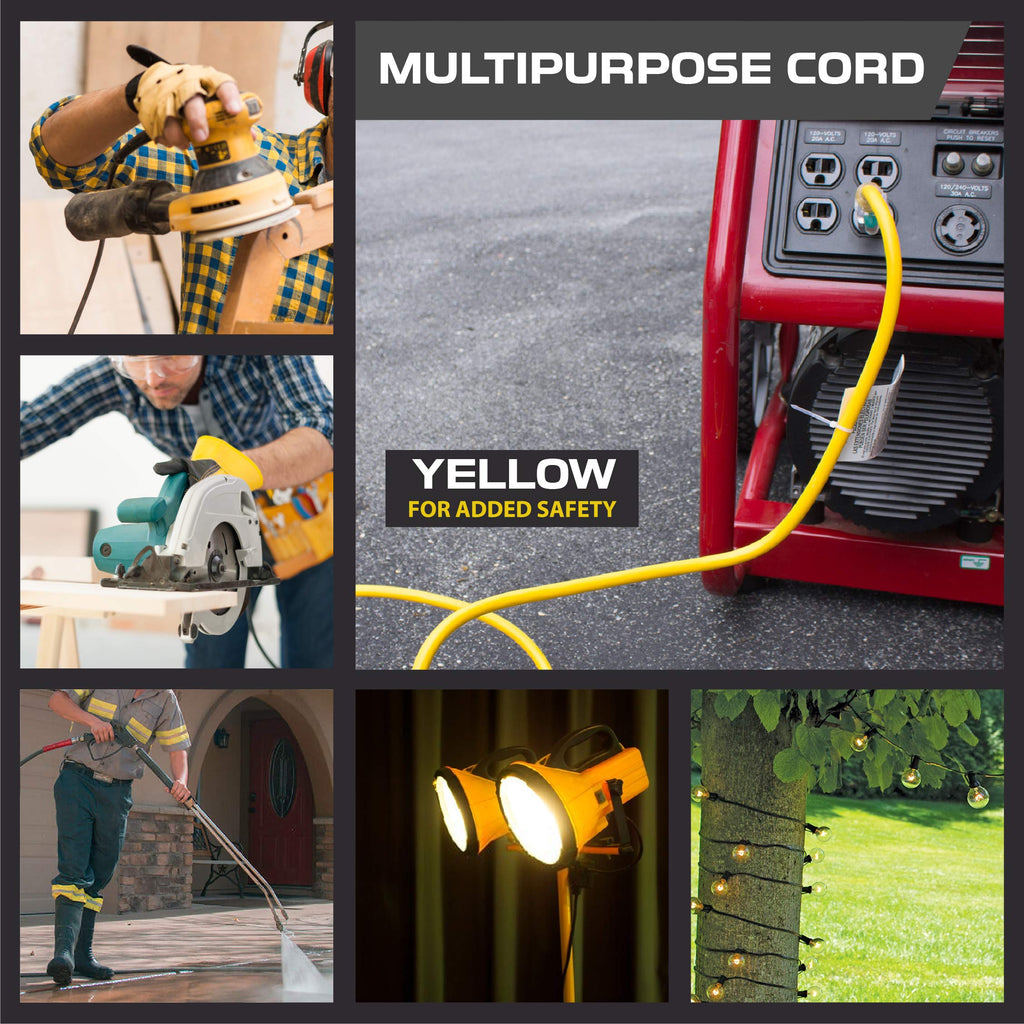 14 Gauge Heavy Duty Extension Cord, 100 Ft Yellow SJTW S340