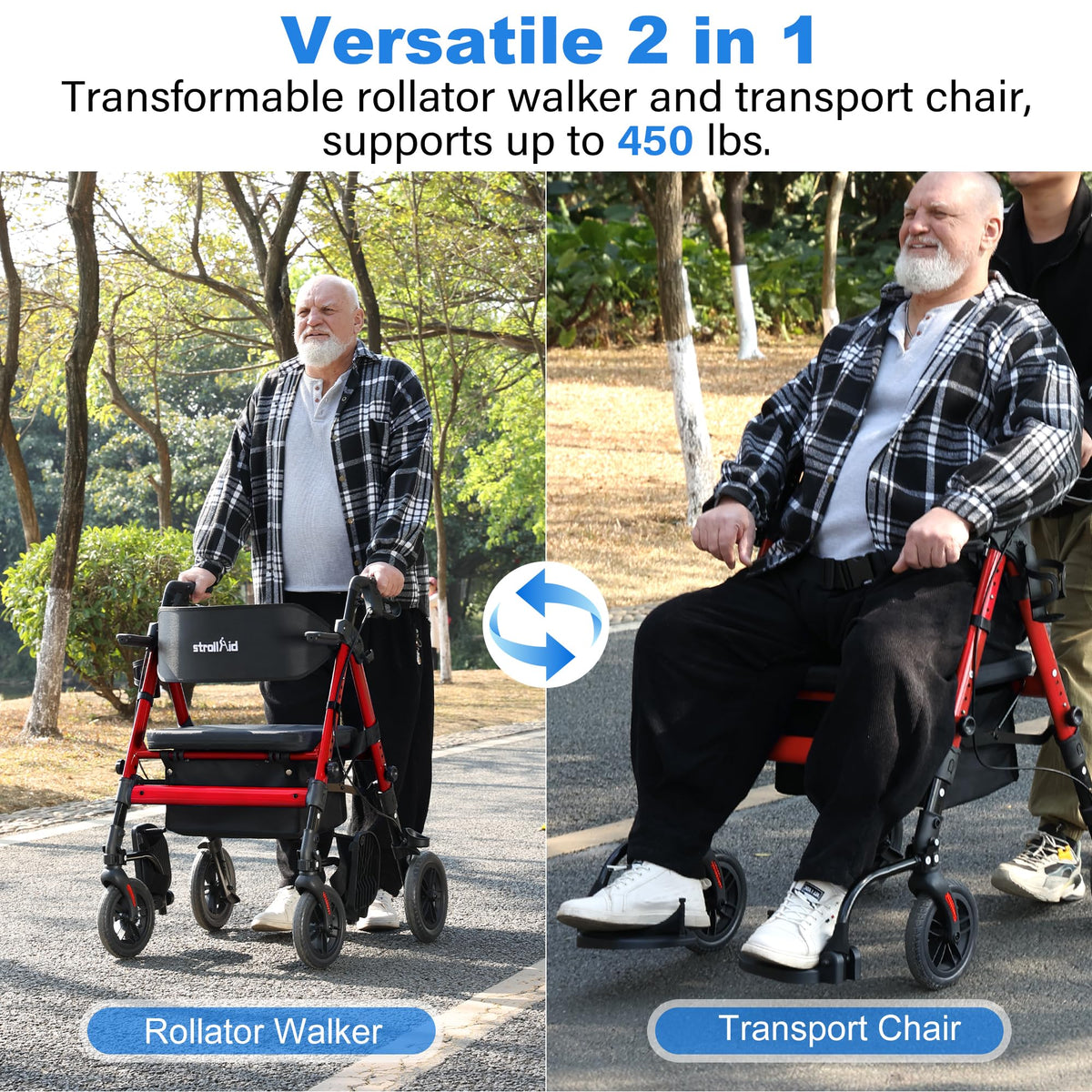 2-in-1 Rollator Wheelchair Combo L114749
