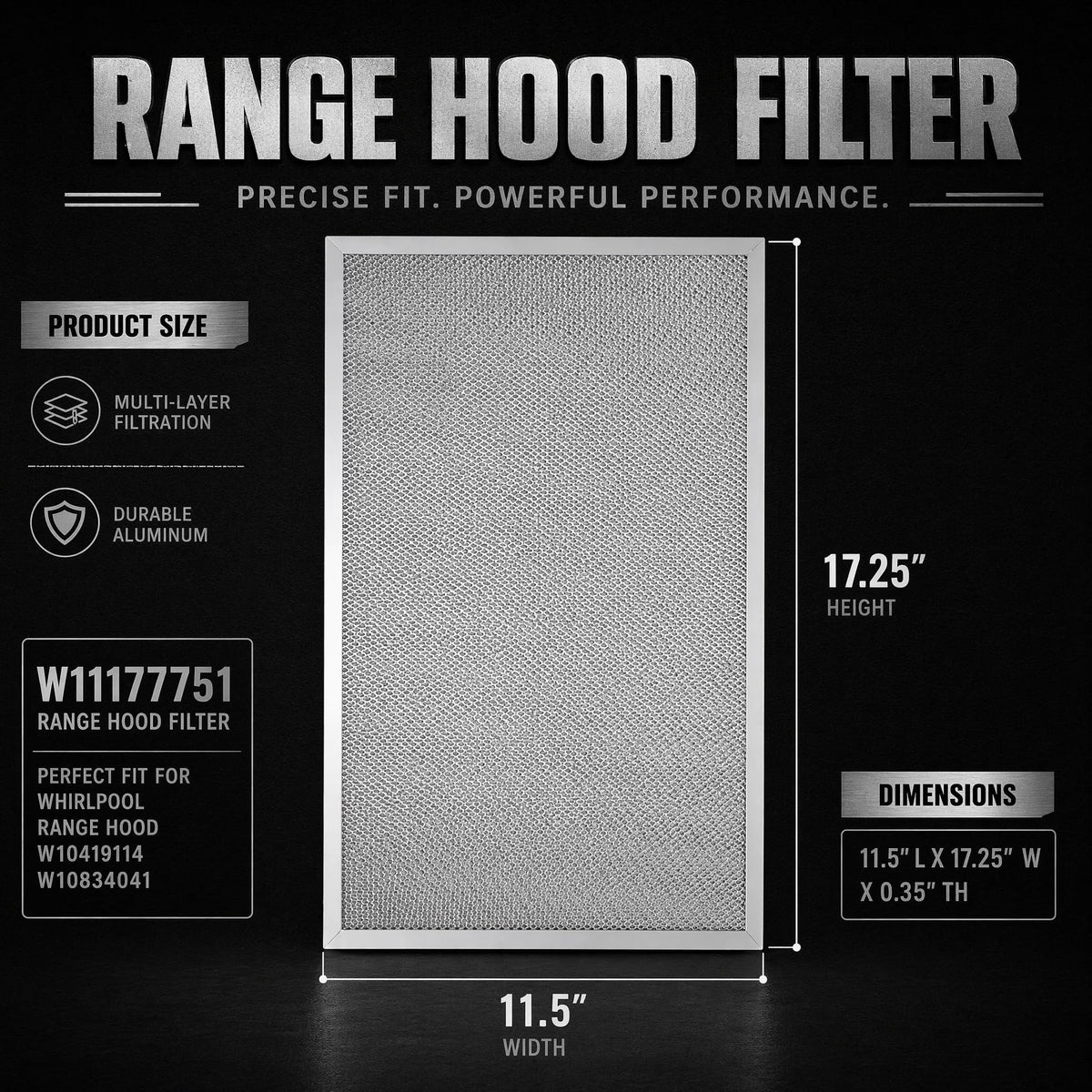 Aluminum Mesh Range Hood Filter 11.5"x17.25" 2 Pack X768