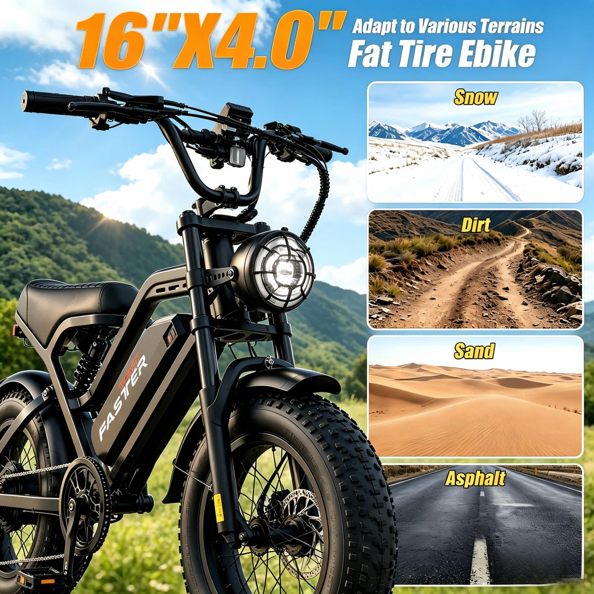 1000W 48V 16Ah Fat Tire Electric Bike K252
