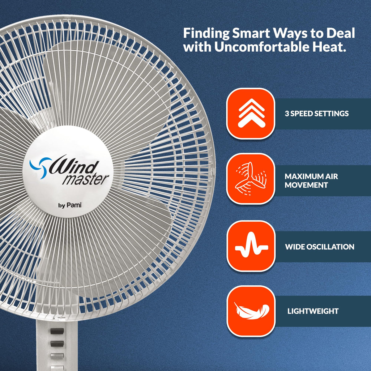 16 in Oscillating Pedestal Fan, 3 Speed, White C1945