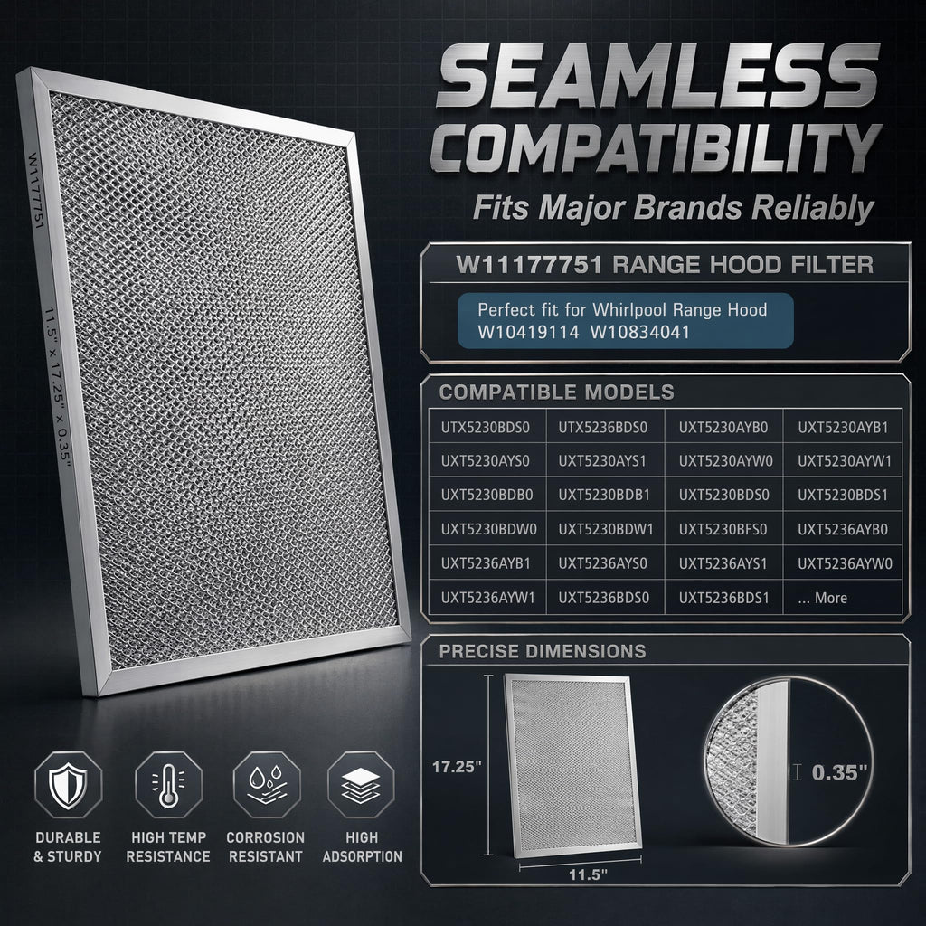 Aluminum Mesh Range Hood Filter 11.5"x17.25" 2 Pack X768